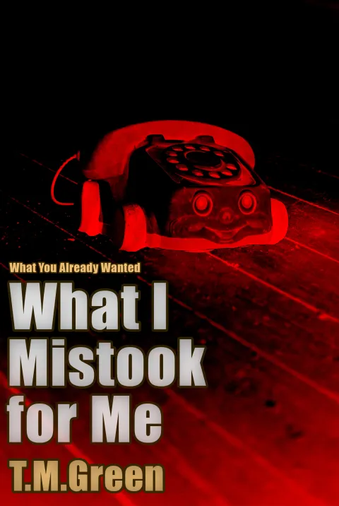What I Mistook for Me cover: a red rotary telephone on dark floorboards